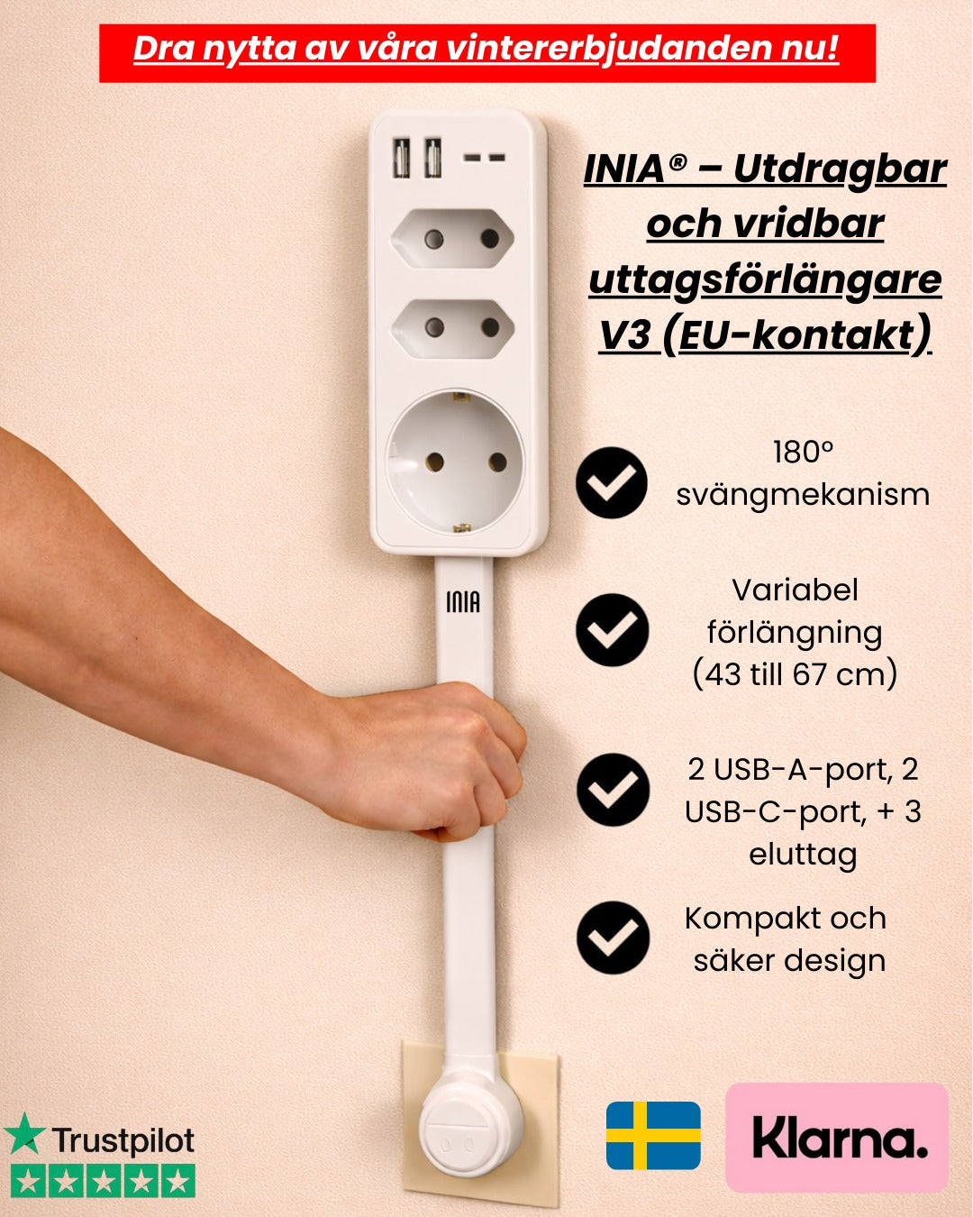 INIA® – Utbyggbar och vridbar elfördelare V3 (EU-kontakter)