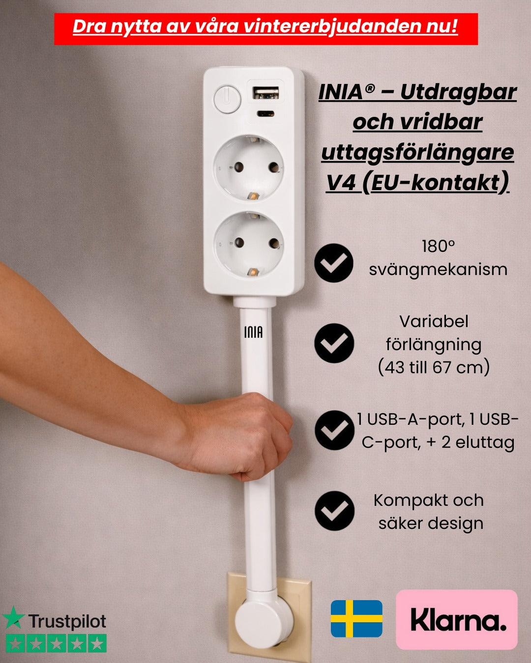 INIA® – Utbyggbar och vridbar elfördelare V4 (EU-kontakter)